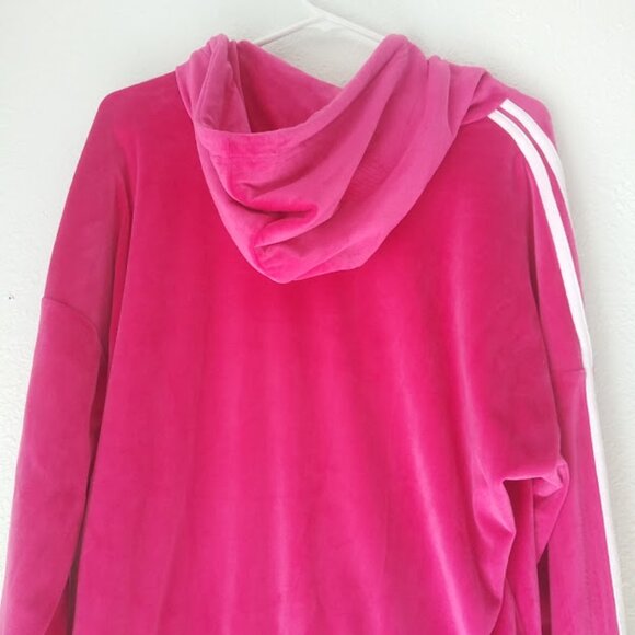 No Boundaries women's size 15-17 XL pink and white velour hoodie sweatshirt - Picture 5 of 15